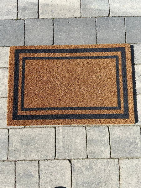 Door Mats Indoor / Outdoor | Non Slip simple border Design Entrance Welcome Mat (dark grey border) 60 x 40 x 20cm - Marissa's Garden & Gift