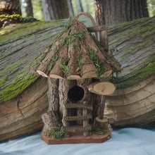 Laden Sie das Bild in den Galerie-Viewer, Handmade wooden birdhouse hut with ladder
