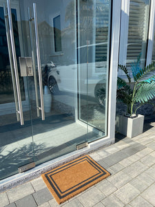 Door Mats Indoor / Outdoor | Non Slip simple border Design Entrance Welcome Mat (dark grey border) 60 x 40 x 20cm