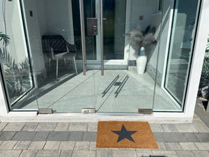 Door Mats Indoor / Outdoor | Non Slip Star Design Entrance Welcome Mat (black Star) 60 x 40 x 20cm