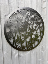 Afbeelding in Gallery-weergave laden, Handmade black 60cm wall plaque of birds wall with fern leaves plaque, powder coated  Metal, Garden/indoor Wall Art/ hand painted
