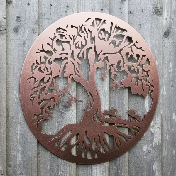 Bronze tree of life with roots with boxing hares wall art 60cm wall art suitable for indoors/outdoors birthday/anniversary gift - Marissa's Garden & Gift