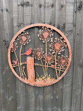 Load image into Gallery viewer, Handmade rusty 60cm wall plaque of blackbird birds Tree Wall Plaque, Rusted coloured  Metal, Garden/indoor Wall Art with peeling effect

