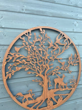 Indlæs billede til gallerivisning Handmade rusty 61.5cm wall plaque of Woodland animals Tree Wall Plaque, Rusted Aged Metal, Garden Wall Art
