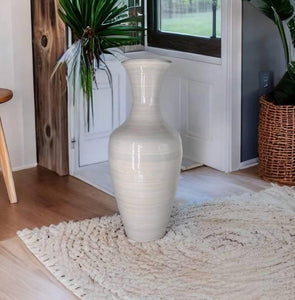 Hvid bambusvase 60 cm høj gulv- eller bordvase