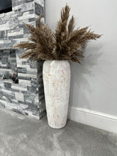 Laden Sie das Bild in den Galerie-Viewer, White handmade bamboo vase 60cm tall Floor or table vase
