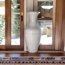 Load image into Gallery viewer, White handmade bamboo vase 60cm tall floor or table vase
