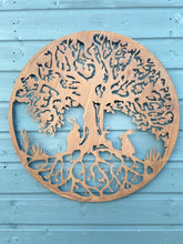 Indlæs billede til gallerivisning Handmade rusty 61.5cm wall plaque of rabbits Woodland animals Tree Wall Plaque, Rusted Aged Metal, Garden Wall Art

