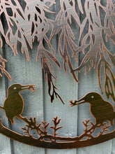 Load image into Gallery viewer, Bronze with black touch two kingfishers in willow 60cm wall art suitable for indoors/outdoors anniversary/birthday gift
