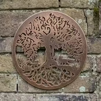 Handmade bronze  60cm wall plaque Tree of life with roots Wall Plaque with two foxes , powder coated steel Metal, Garden/indoor Wall Art - Marissa's Garden & Gift