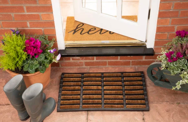 Rubber Tray with coir brushes doormat 60 x 40 x 2cm anti slip backing.