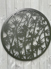Charger l&#39;image dans la galerie, Handmade black 60cm wall plaque of birds wall with fern leaves plaque, powder coated  Metal, Garden/indoor Wall Art/ hand painted
