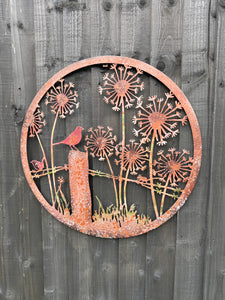Handmade rusty 60cm wall plaque of blackbird birds Tree Wall Plaque, Rusted coloured  Metal, Garden/indoor Wall Art with peeling effect