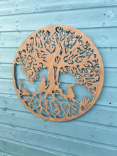 Charger l&#39;image dans la galerie, Handmade rusty 61.5cm wall plaque of rabbits Woodland animals Tree Wall Plaque, Rusted Aged Metal, Garden Wall Art
