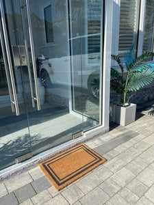Door Mats Indoor / Outdoor | Non Slip simple border Design Entrance Welcome Mat (dark grey border) 60 x 40 x 20cm