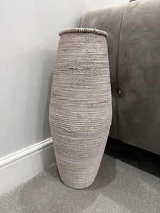 60cm tall white washed with natural colourings handmade bamboo and Seagrass vase