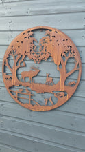 Video laden en afspelen in Gallery-weergave, Handmade rusty 61.5cm wall plaque of Woodland animals Tree Wall Plaque, Rusted Aged Metal, Garden Wall Art
