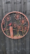 Load and play video in Gallery viewer, Handmade rusty 60cm wall plaque of blackbird birds Tree Wall Plaque, Rusted coloured  Metal, Garden/indoor Wall Art with peeling effect
