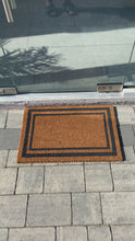 Load and play video in Gallery viewer, Door Mats Indoor / Outdoor | Non Slip simple border Design Entrance Welcome Mat (dark grey border) 60 x 40 x 20cm
