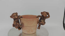 Load and play video in Gallery viewer, Polyresin pair of bronze coloured monkey pot hangers
