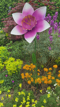 Video laden en afspelen in Gallery-weergave, Handmade purple garden/outdoor metal Orchid Capodimonte flower 120cm
