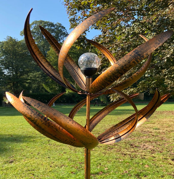 Dartmoor Bronze Solar Bulb Garden Wind Sculpture Spinner