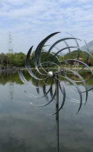 Load and play video in Gallery viewer, Wembury garden wind sculpture spinner silver
