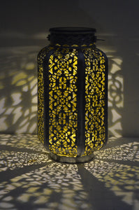 Damasque Solar Powered Silver Decorative Garden Lantern