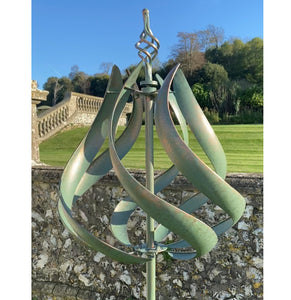 Roseland verdigris garden wind sculpture spinner