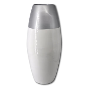 Dessus argenté et vase en bambou blanc Vase de sol ou vase de table 45cm