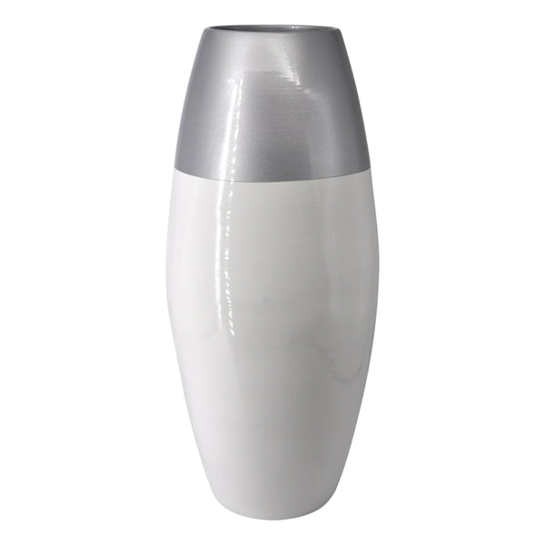 Silver top & white handmade bamboo vase 45cm floor vase or table vase