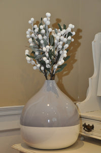 Vase rond en bambou gris et blanc Vase de table ou vase de sol 30cm