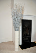 Indlæs billede til gallerivisning Hvid bambus høj vase 60 cm gulvvase eller bordvase
