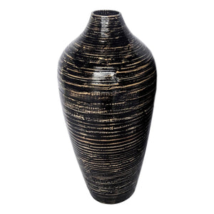 Zwarte en natuurlijke bamboe hoge vaas 54cm vloervaas of tafelvaas