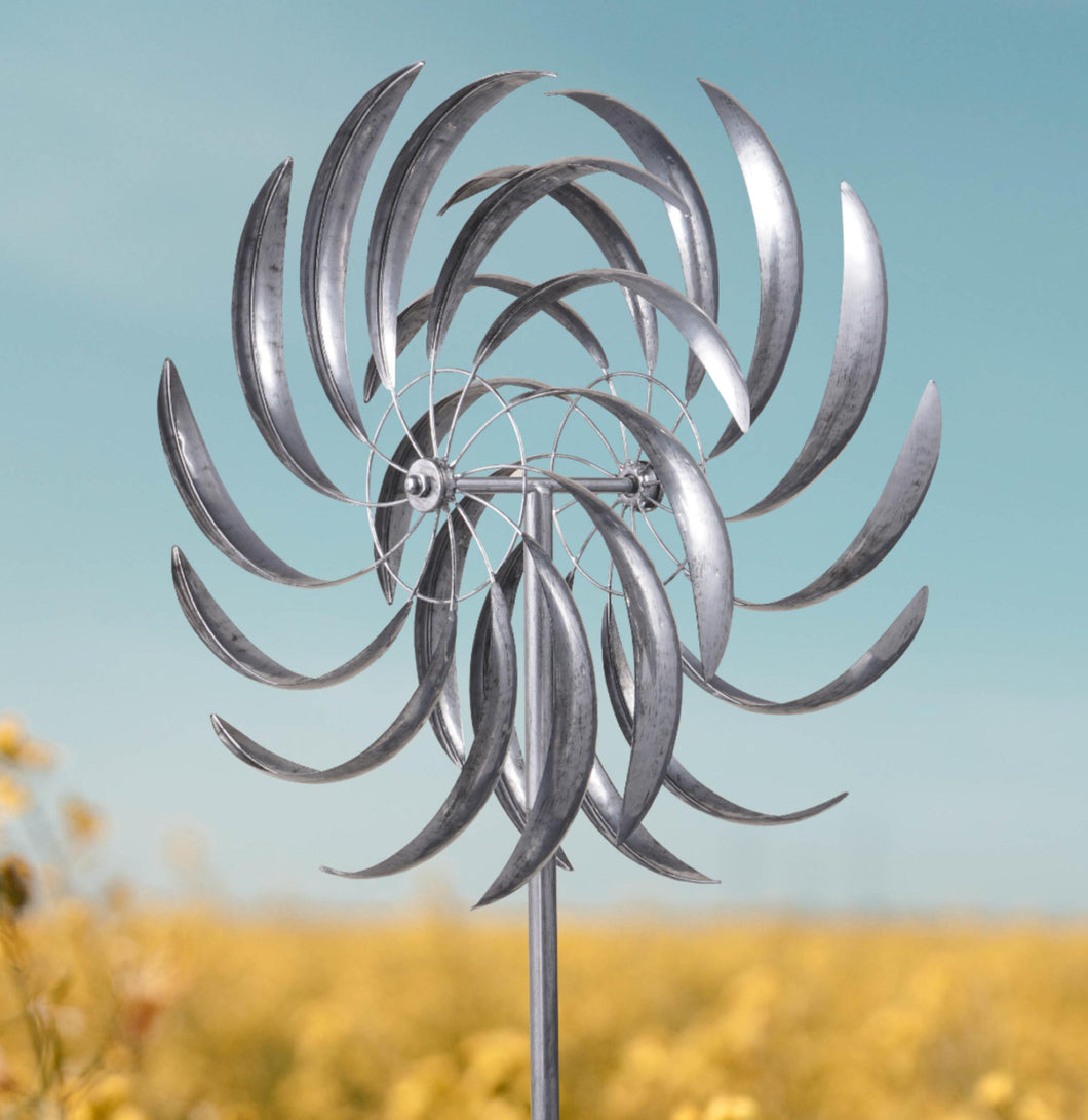 Wembury garden wind sculpture spinner silver