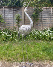 Load image into Gallery viewer, Silver Crane Garden Sculpture 111cm
