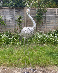Silver Crane Garden Sculpture 111cm