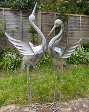 Load image into Gallery viewer, Silver Metal Crane Garden Sculpture 84cm
