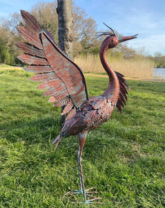 Bronze Metal Heron Garden Sculpture 70cm