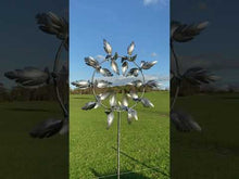 Load and play video in Gallery viewer, Richmond silver garden wind sculpture spinner
