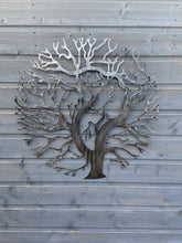 Load image into Gallery viewer, Tree of life black with a silver touch wall art for outdoors and indoors 61.8cm
