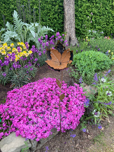 Handmade garden/outdoor tulip rustic with silver metal garden flower 95cm