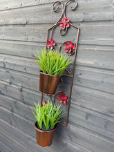 Charger l&#39;image dans la galerie, Bronze hanging poppy flower with two pots holder for outdoor/garden
