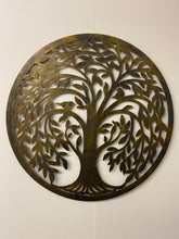 Afbeelding in Gallery-weergave laden, Black with gold/bronze tree of life wall art with birds 60cm for indoors/outdoors
