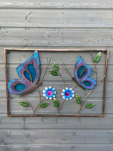 Charger l&#39;image dans la galerie, Bronze framed two butterfly and flower wall art

