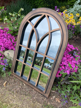 Charger l&#39;image dans la galerie, Henley Bronze with black touch arched Outdoor/Indoor mirror measuring 72 x 52 x 3cm
