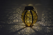 Load image into Gallery viewer, Moroccan solar powered bronze garden lantern

