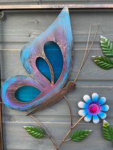 Load image into Gallery viewer, Bronze framed two butterfly and flower wall art
