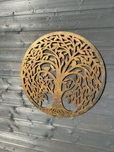 Indlæs billede til gallerivisning Black with gold/bronze tree of life wall art with birds 60cm for indoors/outdoors
