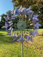 Load image into Gallery viewer, Harrogate Butterfly Lilac &amp; Verdigris Garden Wind Sculpture Spinner
